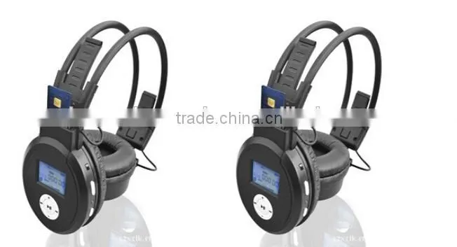 wireless stereo headphone with sd card slot with LCD screen