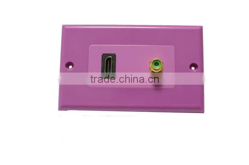 Wholesale single HDMI+1 RCA wall plate W/Back Plug Easy Installation
