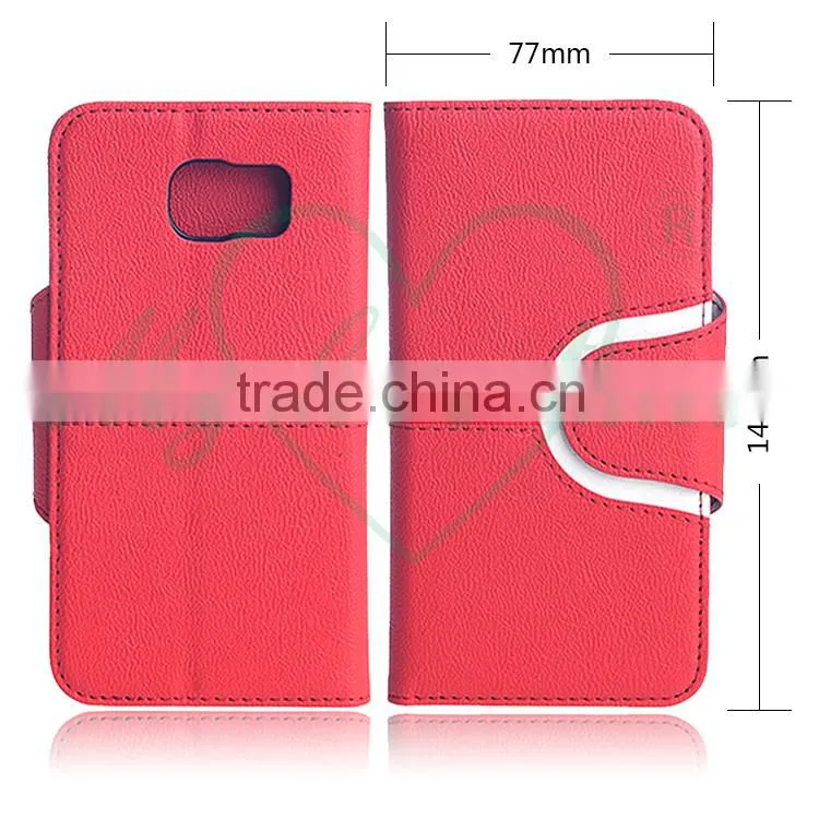 Red and White Patchwork Leather Wallet Case for Samsung Galaxy S7
