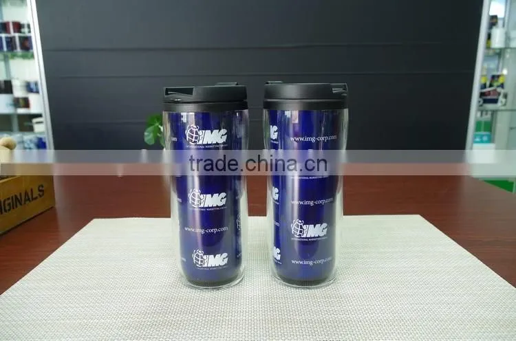 custom logo double wall plastic color changing magic coffee pp tumbler