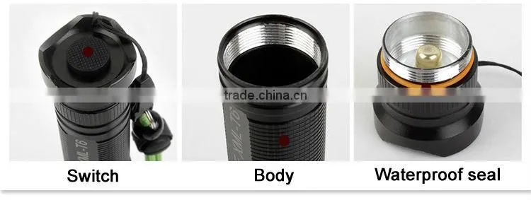 GOREAD A2 High bright rechargeable focusable LED flashlight XML T6