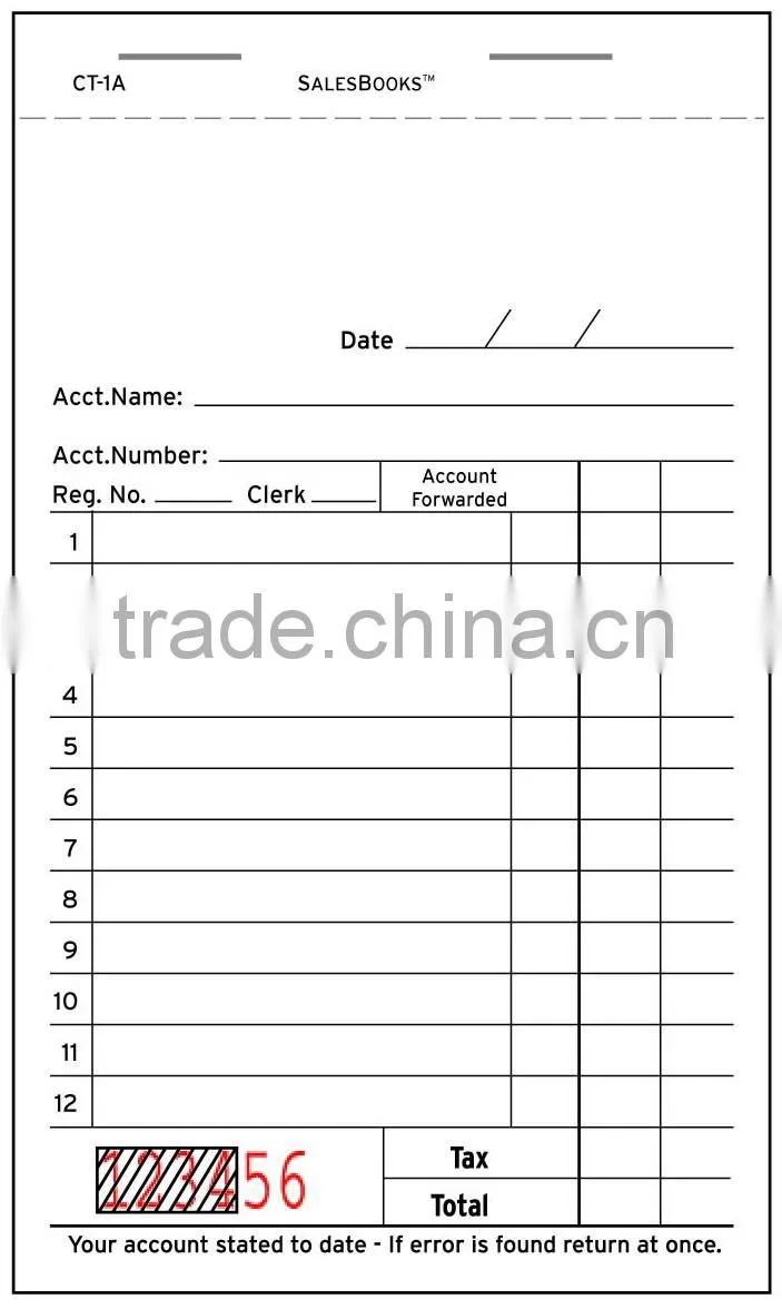 Timipaper guest check business form CT-1