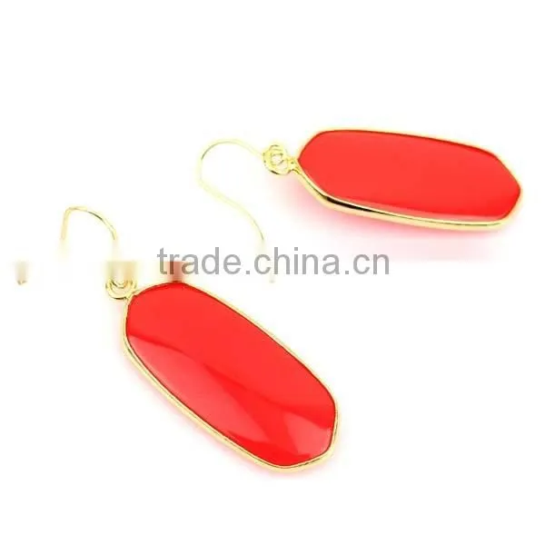 Semi-precious gem agate stone drop earring