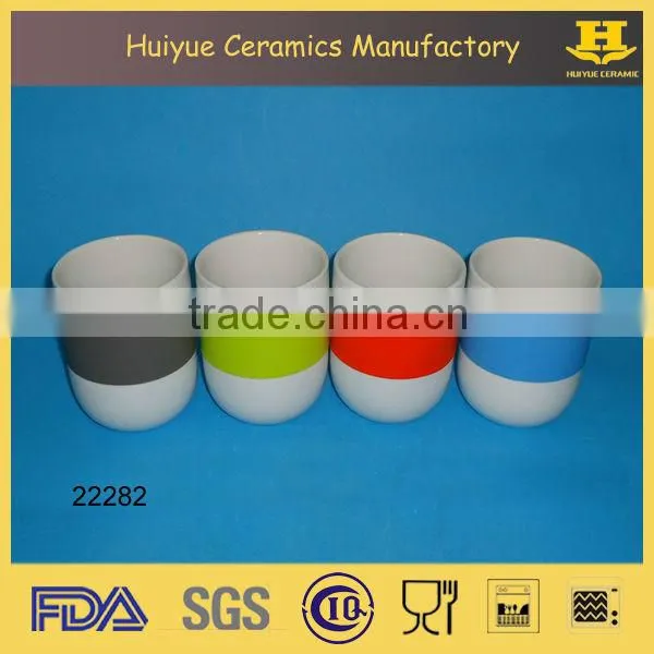 ceramic coffee mug with silicone sleeve, 30cl coffee mug with silicon sleeve