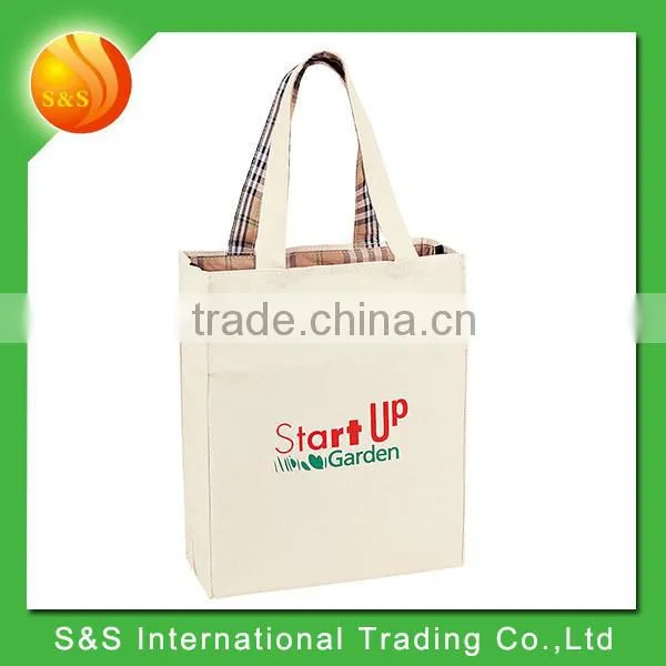 Easy access scotch plaid tote bag