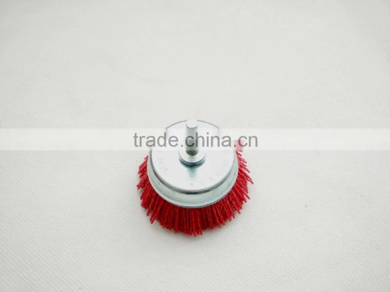 nylon wire cup brushes with shank, diameter 75mm or 3"