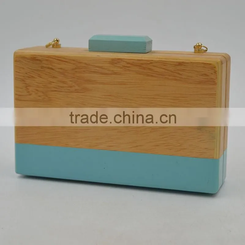 New Fashion Women Wooden Bag Box Bags Female Wood Clutch Bag Ladies Handbag Small Day Clutch Hollow out Evening Bags