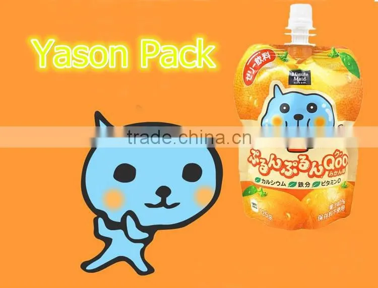 Yason resuable fruit juice spout pouches bear with 120deg sterilization process stand up pouch with spout pouch bottom gusseted
