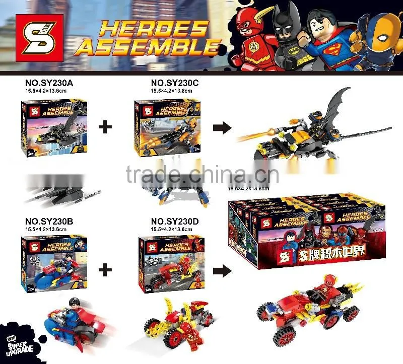 SY230 4pcs/lot superheroes batman superman War chariot plastic building block toys for kids