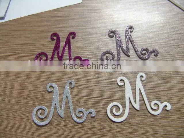 Alphabet letter glitter sticker/3D glitter sticker/custom pvc glitter sticker
