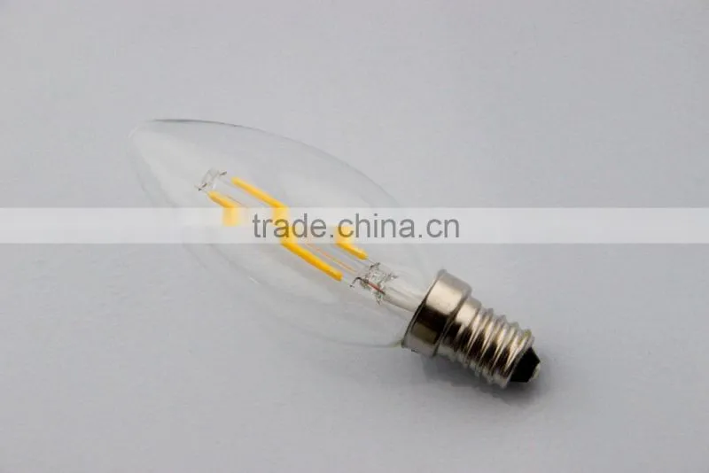 Clear full glass e14 2w led filament bulb e12