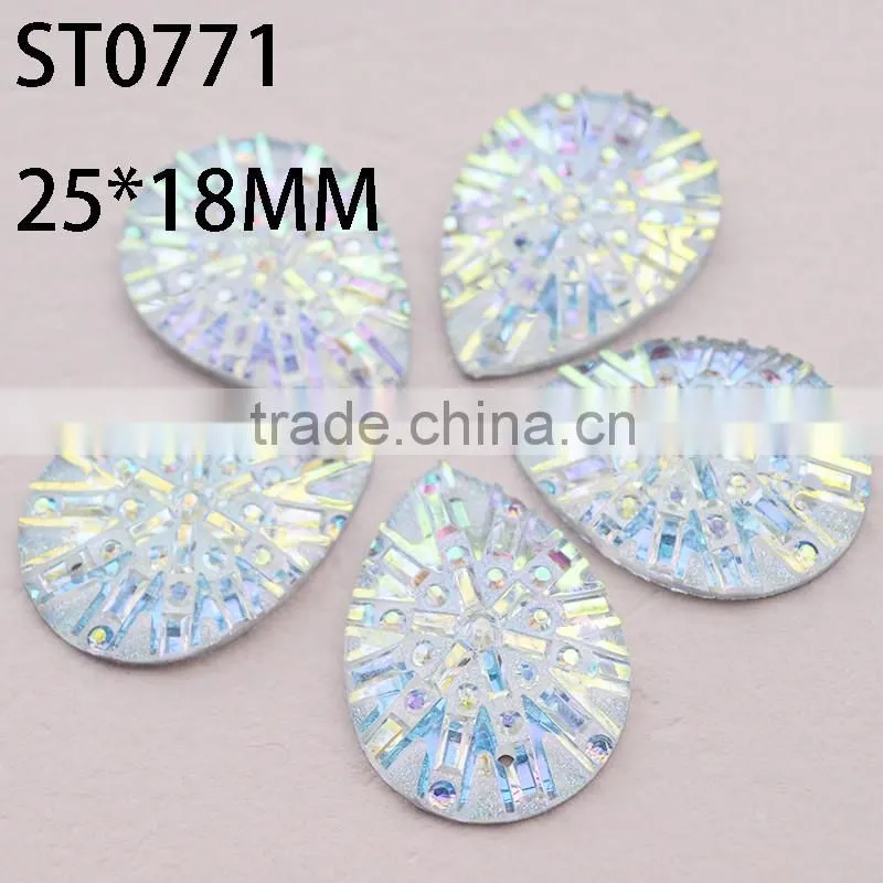 Garment Rhiestone , 18*25 mm Pear Shape Flatback Gemstone Cabochon ,Jewelry Finding