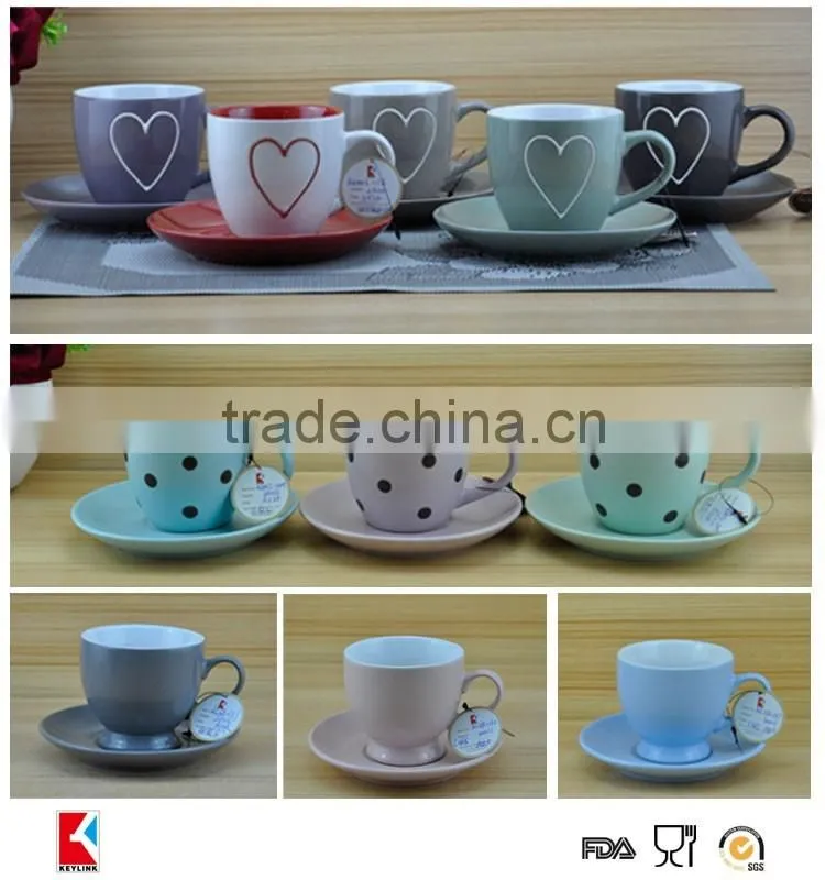 wholesale custom logo printing chocolate ceramic cups 12pcs tea ceramic cup and saucer