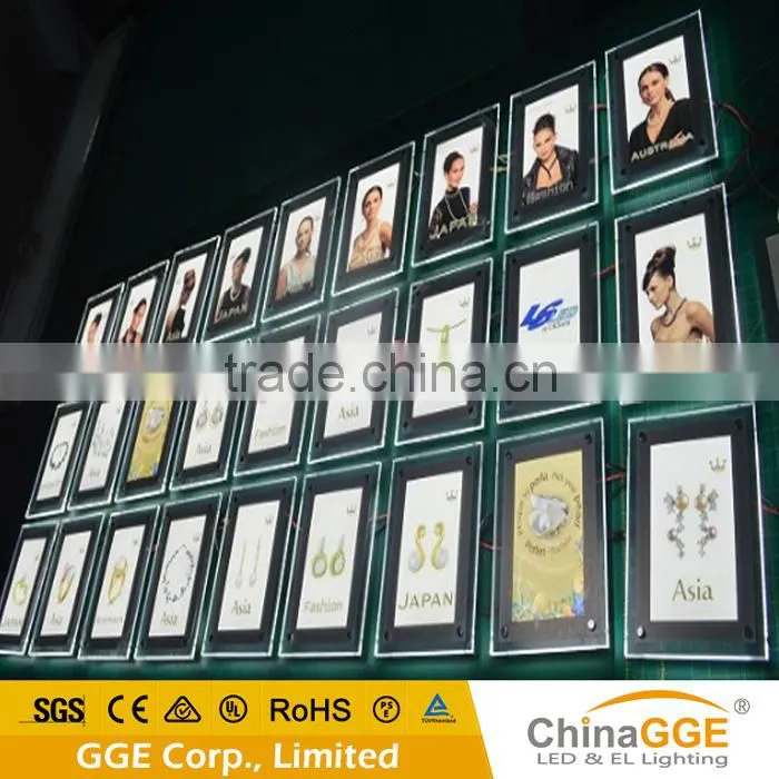 Slim Tabletop Light Box Crystal Glow Display Stand A3 Poster Frames Black LGP Lighting Sign
