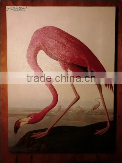 Hot Sell Living Room pink flamingo animal stretched canvas printing