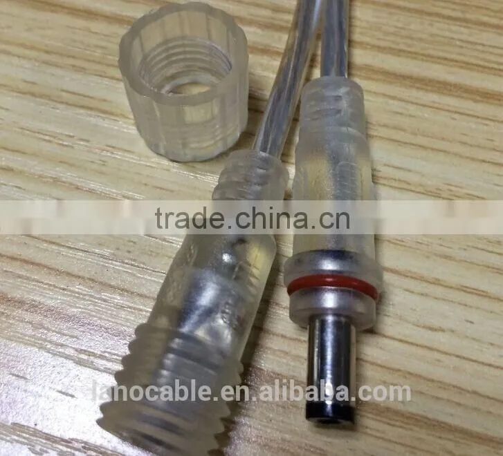 Transparent screw locking male to female 5521 dc jack cable