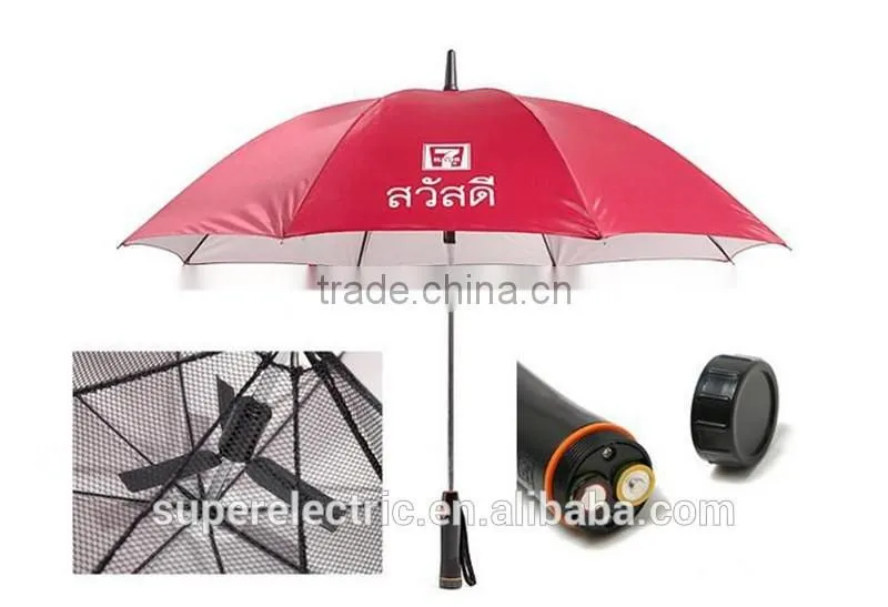 2016 New Products Promotion Multifunction Custom Nylon Sun Proof Umbrella Auto Open Straight Rod Outdoor Sun Umbrella With Fan