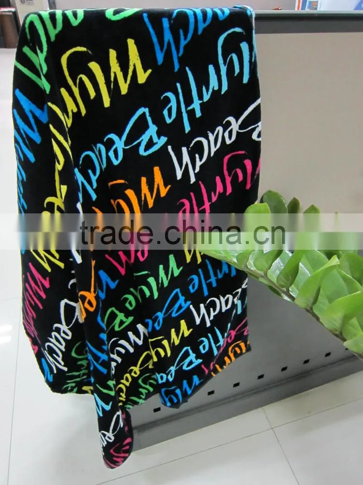 100% cotton customized new fashion letter printed beach towel