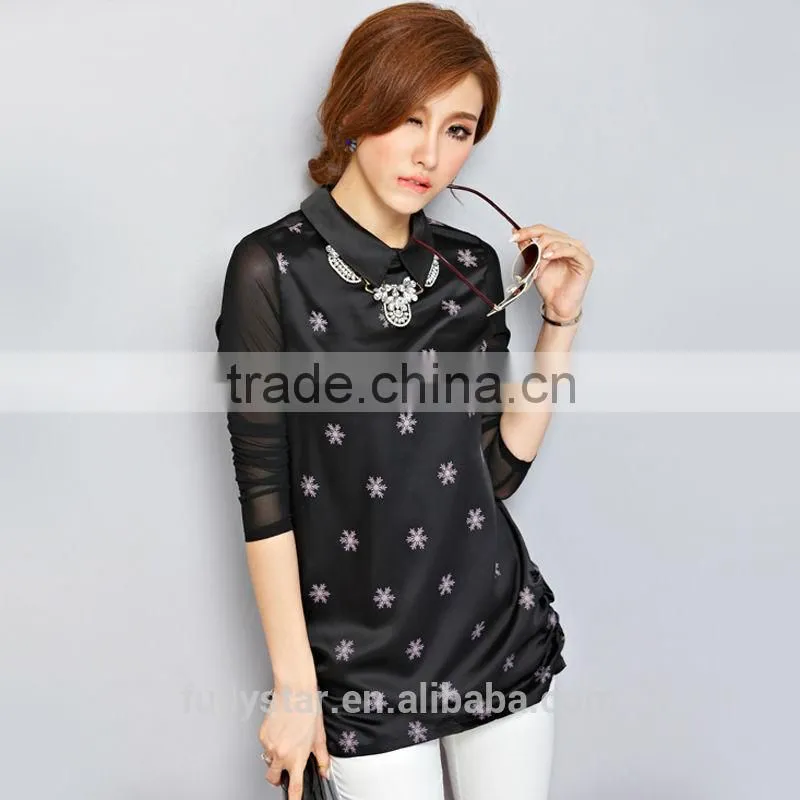 ladies fashion new design black satin black chiffon dresses