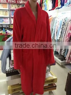 2016 new design girls brushed coral fleece bathrobe in cheap price