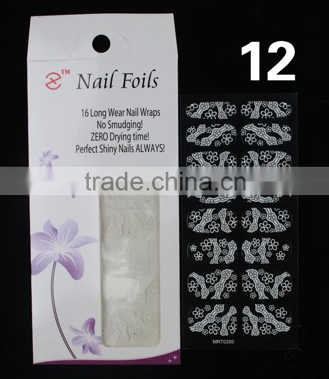 black/white lace nail sticker wholesale Shining Glitter Nail Sticker Nail Wraps