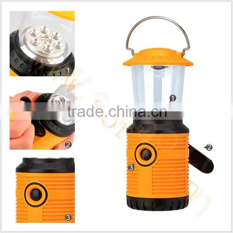 Emergency Hand Cranking LED hand lamp lantern for camping , hiking