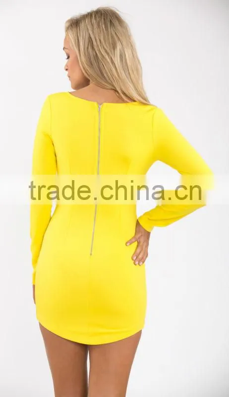Designer bodycon dress design deep V neck ladies western dress designs photo with lace sleeve