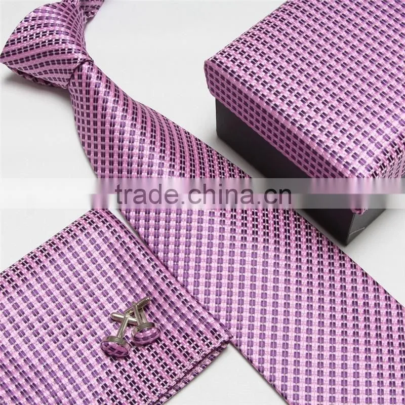 Fashion Stripe Microfiber Mens Tie Handkerchief Cufflink Sets