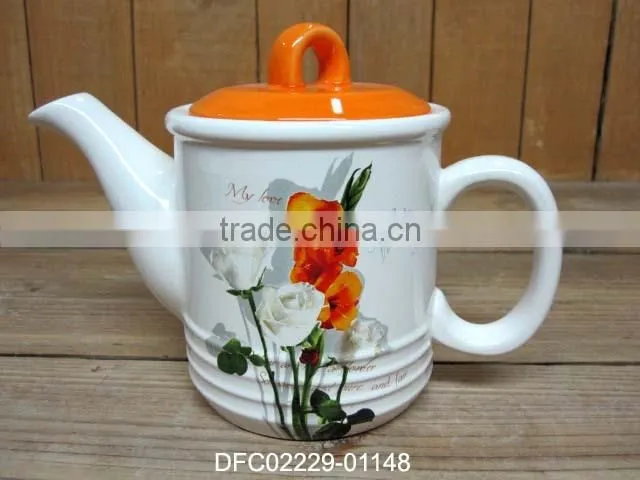 Chinese ink decal ceramic 6pcs canisters set with wood stand