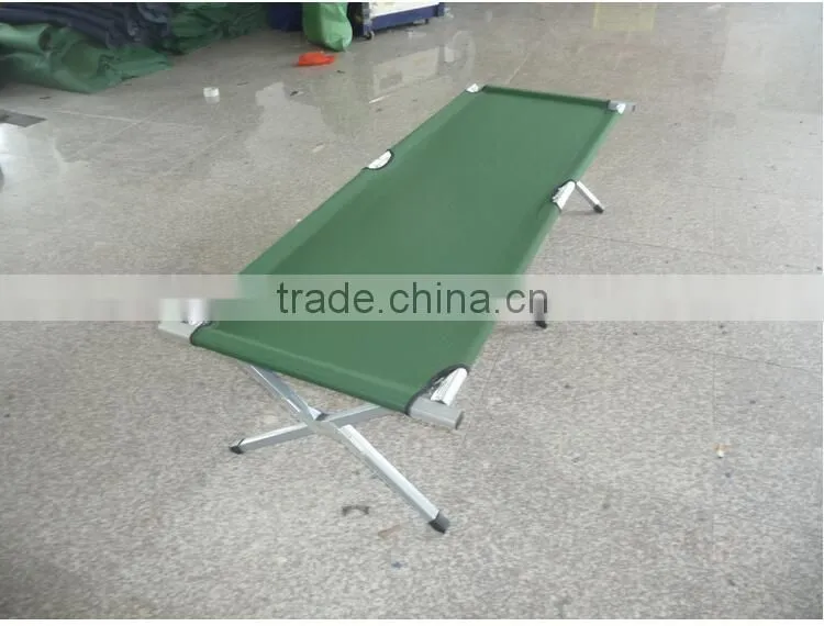OEM Wholesale 600D Outdoor Aluminum Frame Military Adult Camping Bed