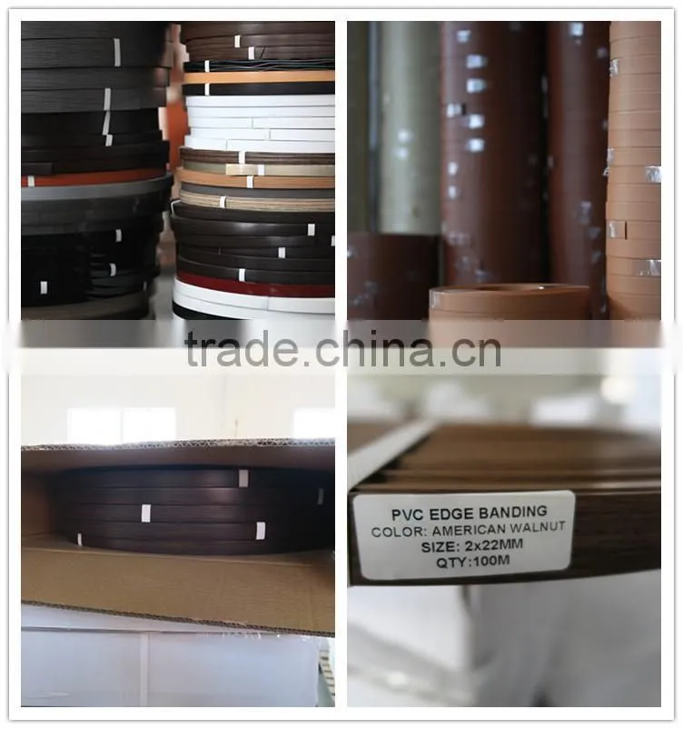 good quality wood grain kitchen cabinet pvc edging strip trimming for mdf