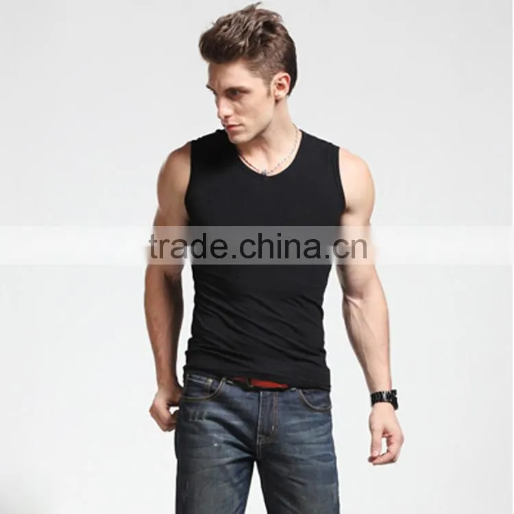 Wholesale men's stringer tank top, 100% cotton custom tank top men