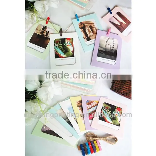 6'' Colorful Washing Line Hanging Gallery on Line Square Paper Photo Frame