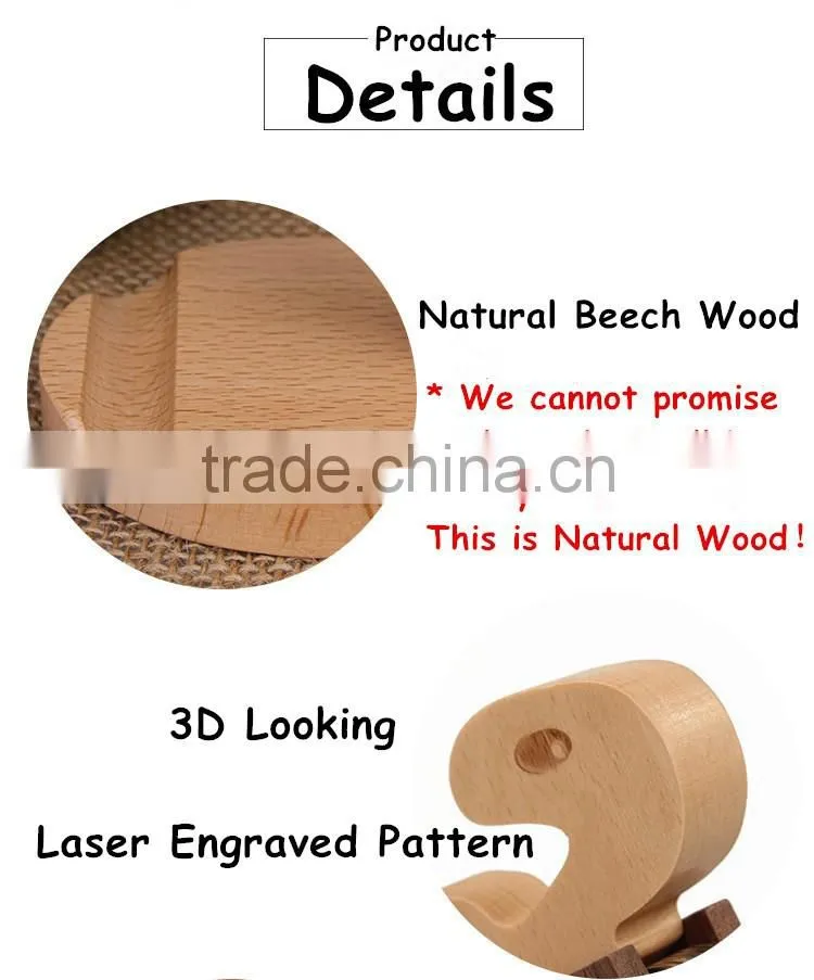 OCASE Lovely Creative Gift Item Mobile Phone Holder Natural Beech Wood Tablet Stand Model