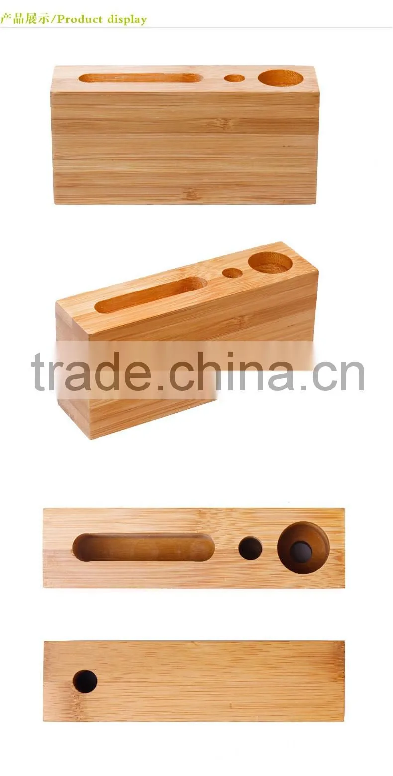 Natural Product Custom Made Bamboo Products Phone Pen Holder