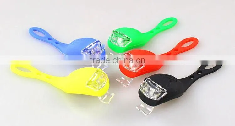 Colorful 2 led silicone strobe light on bike, flashing led light for bike bicycle