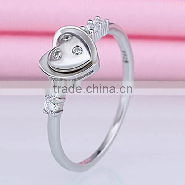 Korean edition fashion jewelry heart design 925 sterling silver wedding rings