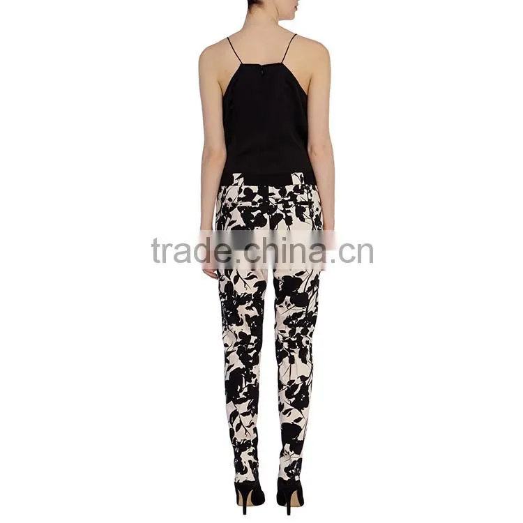 Oem supplier all over print high waist long fashion slim pants for woman 2016
