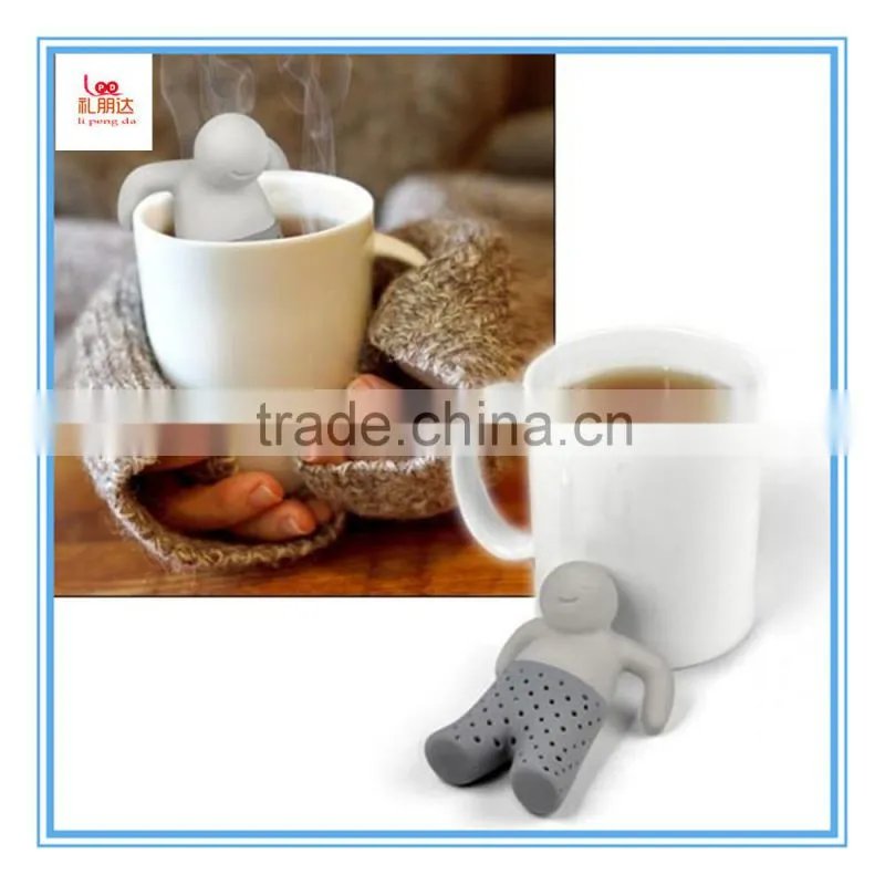 HOT! Set of 2 Loose siliconeTea Infuser Strainer with Drip Tray, Cute Silicone Leaf Handle As the Lid with stainless Steel Ball