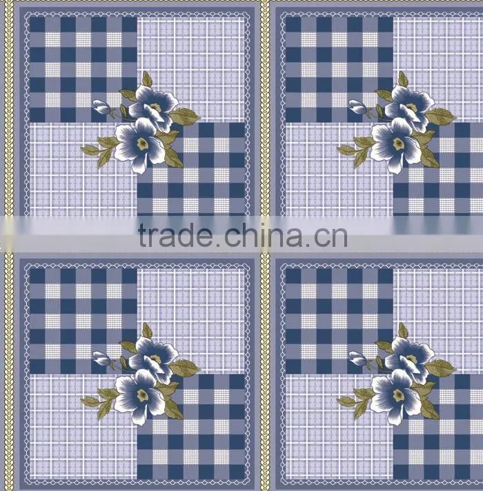 printed floral and checked design PEVA table cloth with lace/wave/straight edge
