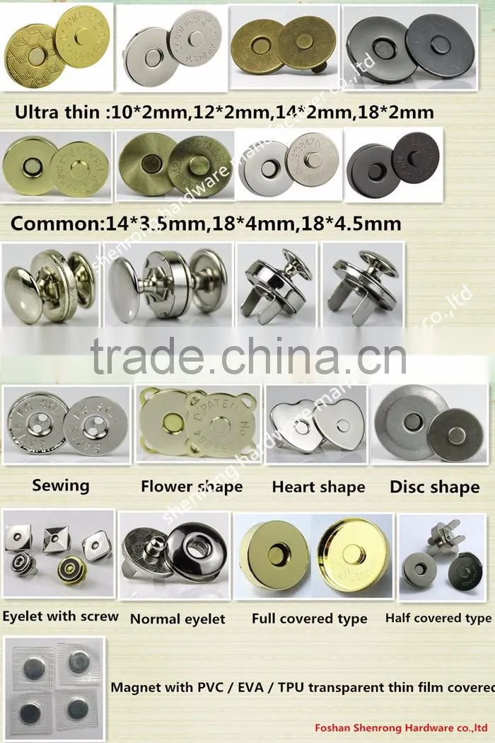 Bag magnetic button strong magnetic snap button brass material magnet button