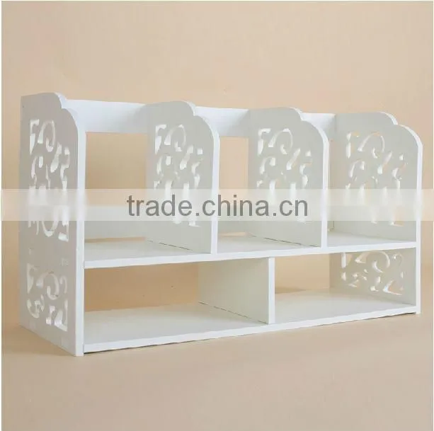 Decorative Corner Carved Pure White Storage Shelf