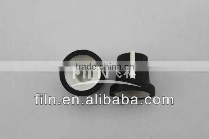 black miniature round bakelite door knobs