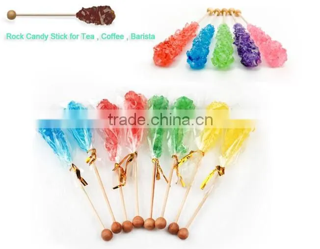 Handmade Colorful Barista Rock Candy Hard Crystal Lollipop Sticks For Tea / Coffee