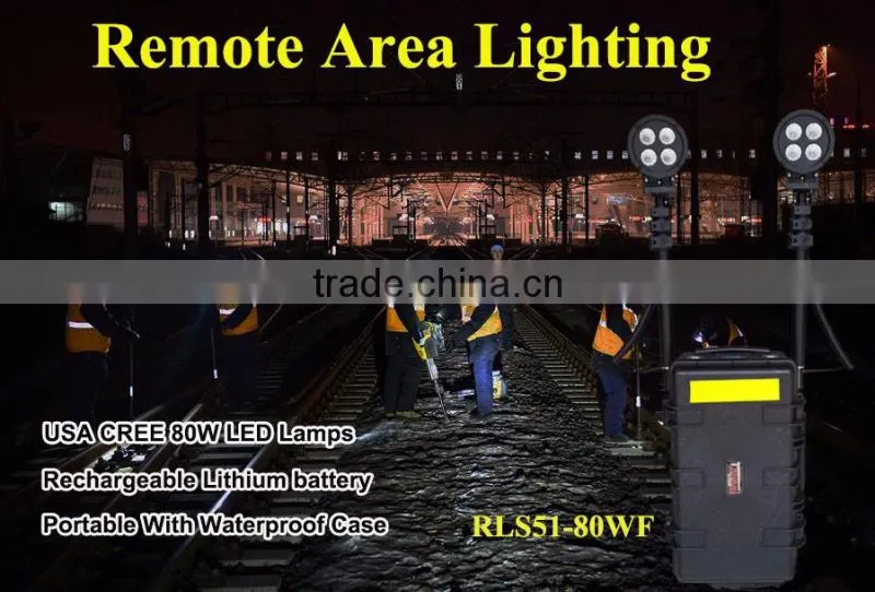 guangzhou portable power source ems High/Middle/Low/SOS operated CREE 80W LED heavy duty rechargeable searchlight