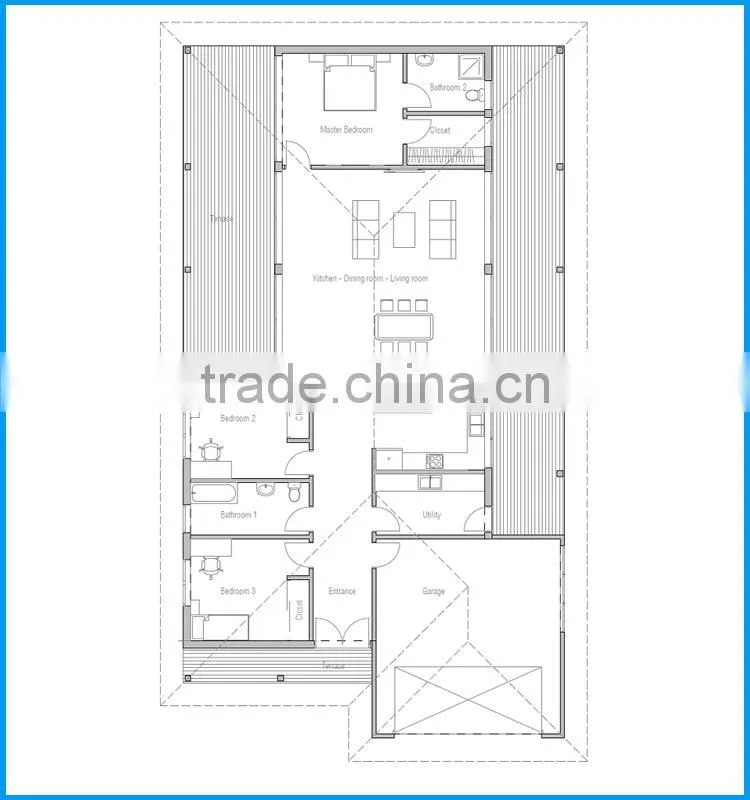 Comfortable Beautiful Modern Design Light Gauge Steel Frame Prefabricated Residential House