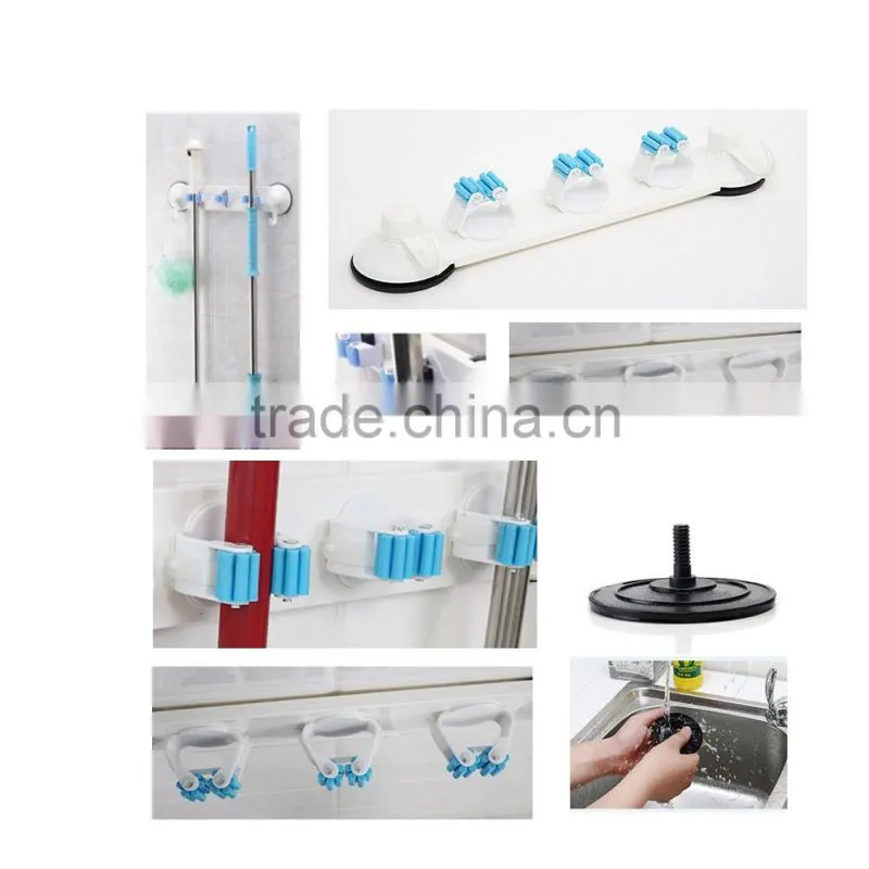 Bathroom Decroation Mop And Broom Plastic Holder With Sucking