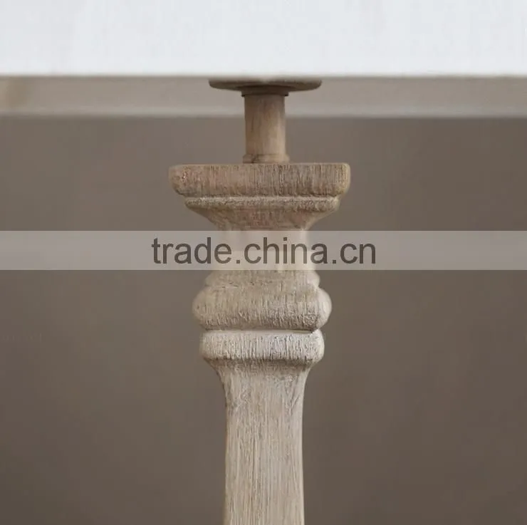 Antique French style natrual wood clolor table lamp with lampshade
