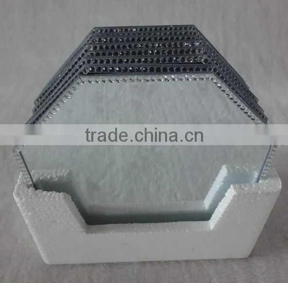 decorative round beveled mirror candle plate
