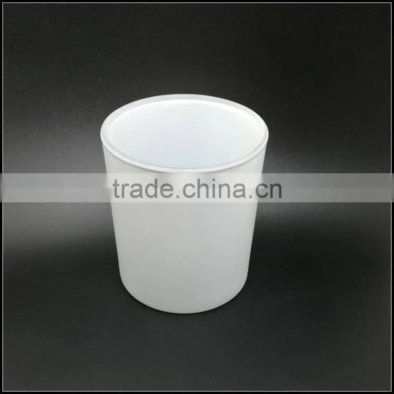 12 oz high white unique glass candle holder